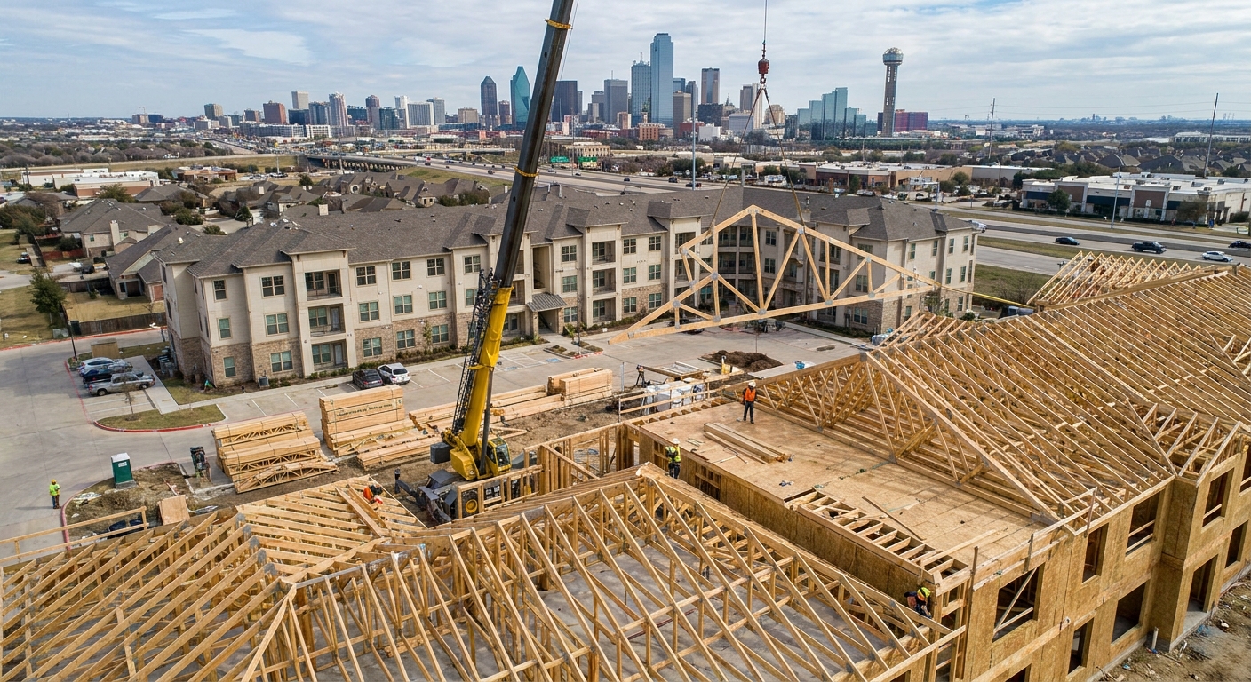 Prefab roof trusses for apartment projects in Dallas-Fort Worth