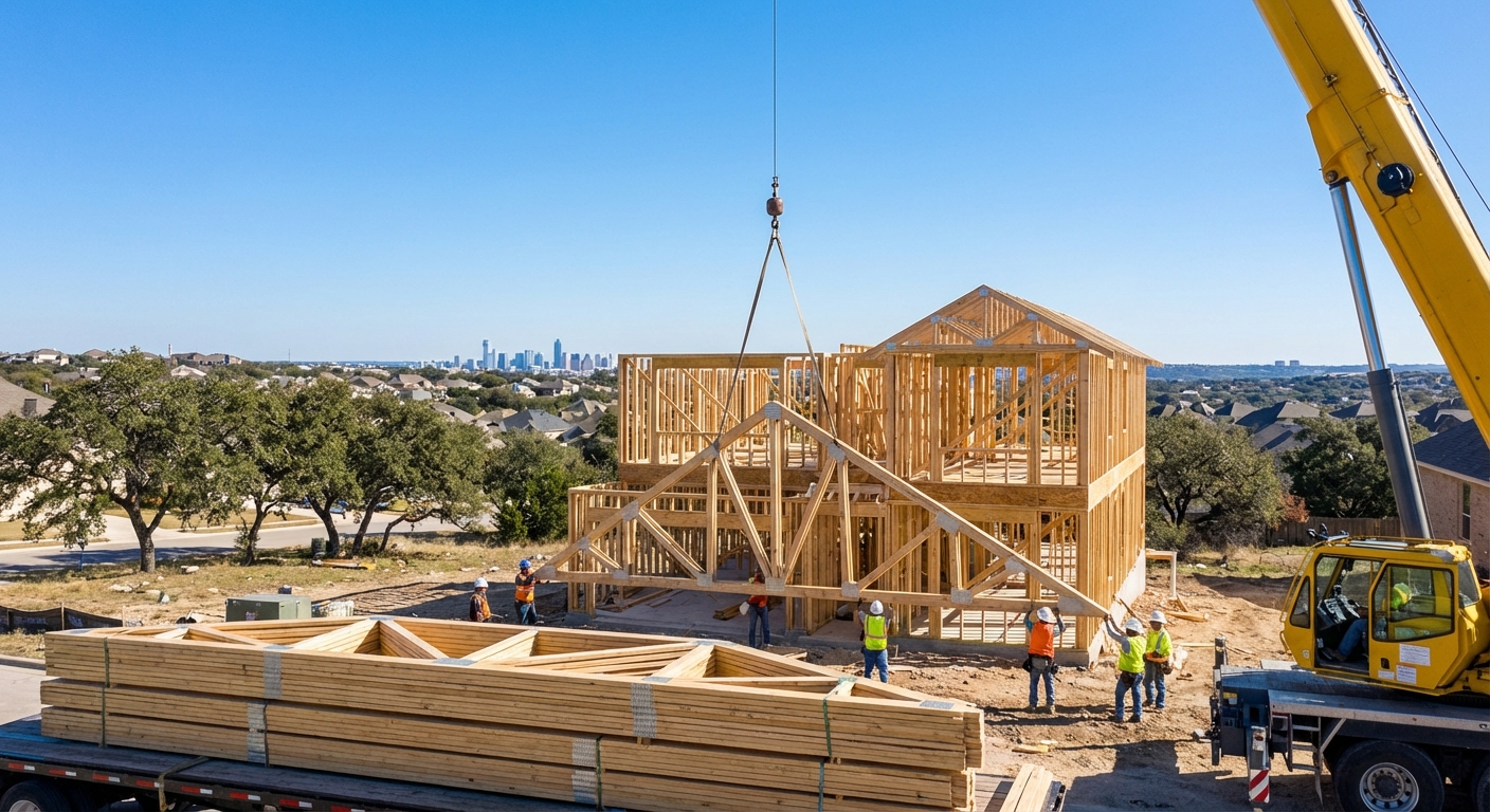 Roof trusses in Austin speeding up residential construction builds